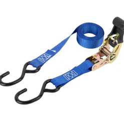 Polyester Ratchet Strap Tie Down: 10' Long, 1" Wide, 1200 lb Breaking Strength, 400.000 lb Load Capacity