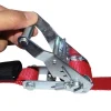 Polyester Ratchet Strap Tie Down: 8' Long, 1" Wide, 2500 lb Breaking Strength, 833.000 lb Load Capacity