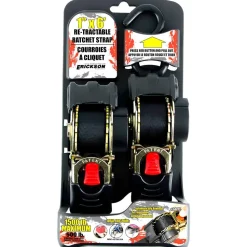 Polyester Retractable Ratchet Tie-Down Tie Down: 6' Long, 1" Wide, 1500 lb Breaking Strength, 500.000 lb Load Capacity
