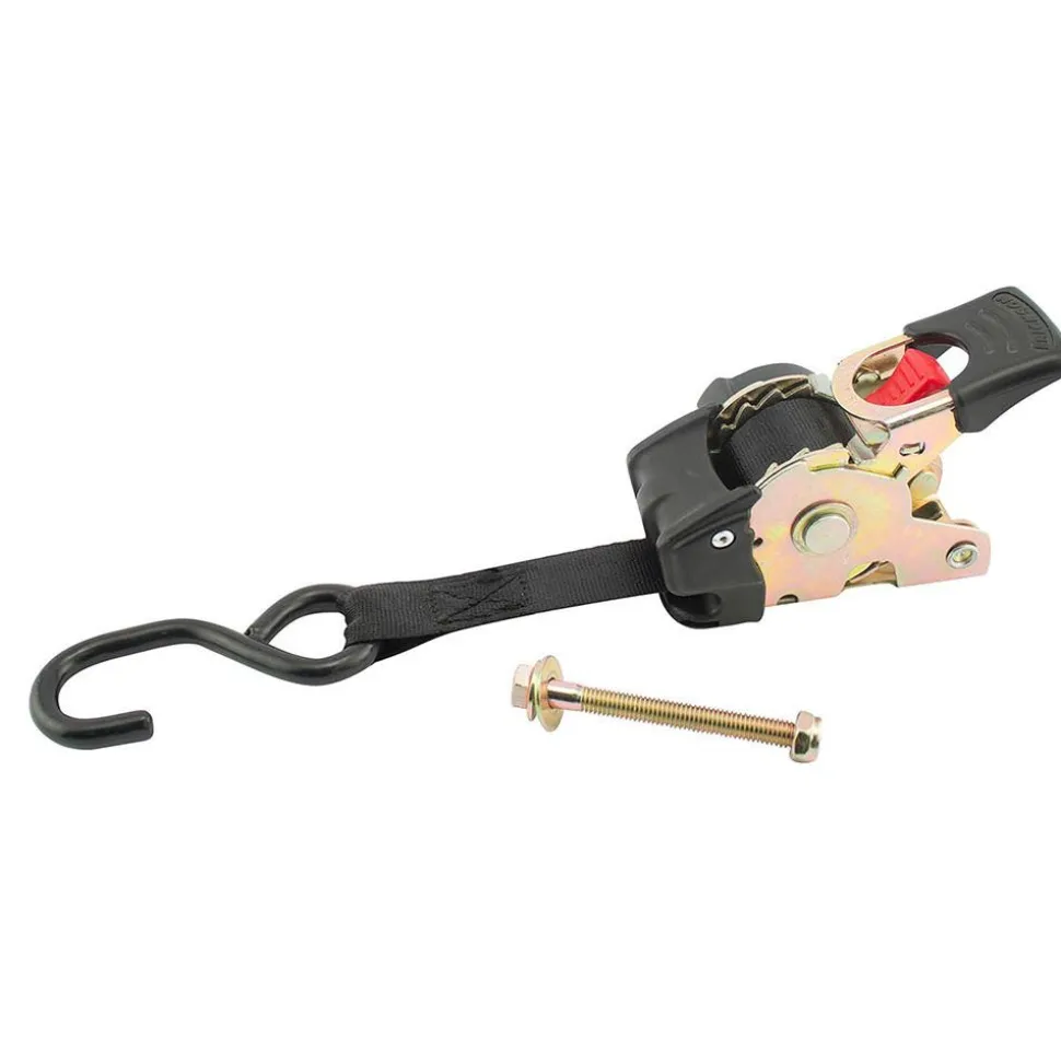 Polyester Retractable Ratchet Tie-Down Tie Down: 9' Long, 1" Wide, 1200 lb Breaking Strength, 400.000 lb Load Capacity