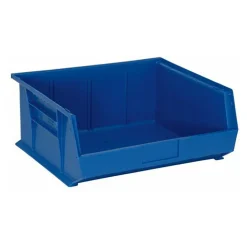 Polypropylene Hopper Stacking Bin: 14-3/4" OAW, 16-1/2" OAL, 7" OAH, Blue