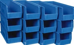 Polypropylene Hopper Stacking Bin: 5-1/2" OAW, 14-3/4" OAL, 5" OAH, Blue