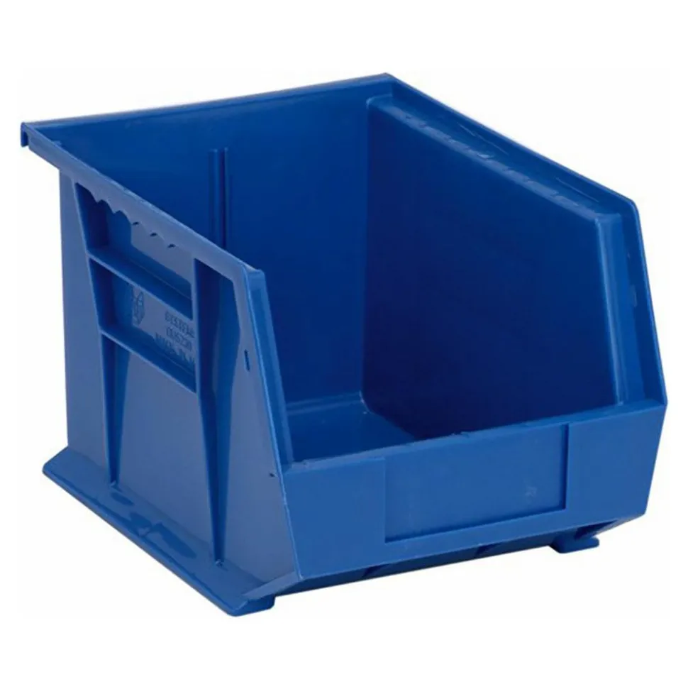 Polypropylene Hopper Stacking Bin: 8-1/4" OAW, 10-3/4" OAL, 7" OAH, Blue