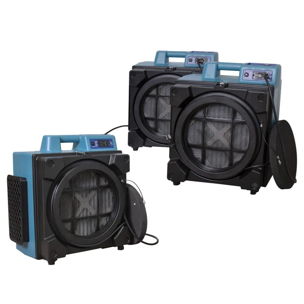 Portable Air CleanerAir Scrubber: 750 CFM, HEPA, NFS16 Nylon Mesh & Pre-Filter, Blue, 21.3000" High, 12.3000" Wide