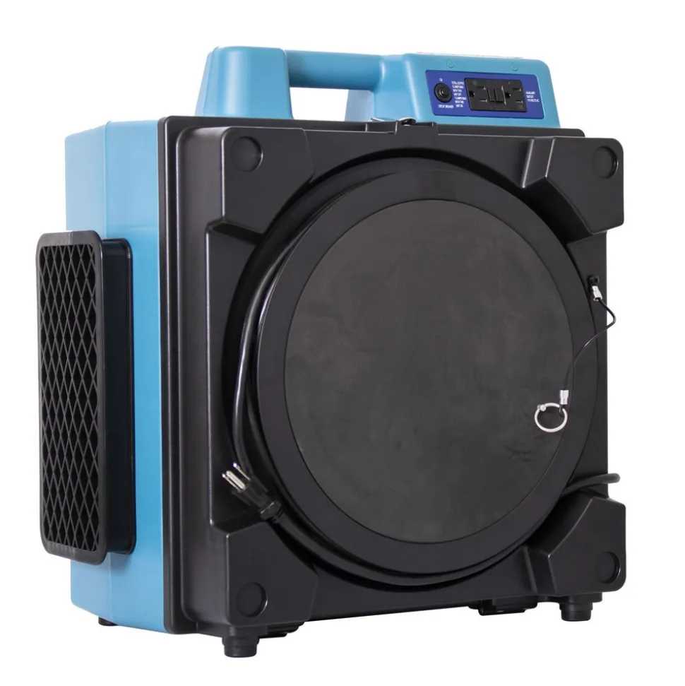 Portable Air CleanerAir Scrubber: 750 CFM, HEPA, NFS16 Nylon Mesh & Pre-Filter, Blue, 21.3000" High, 12.3000" Wide