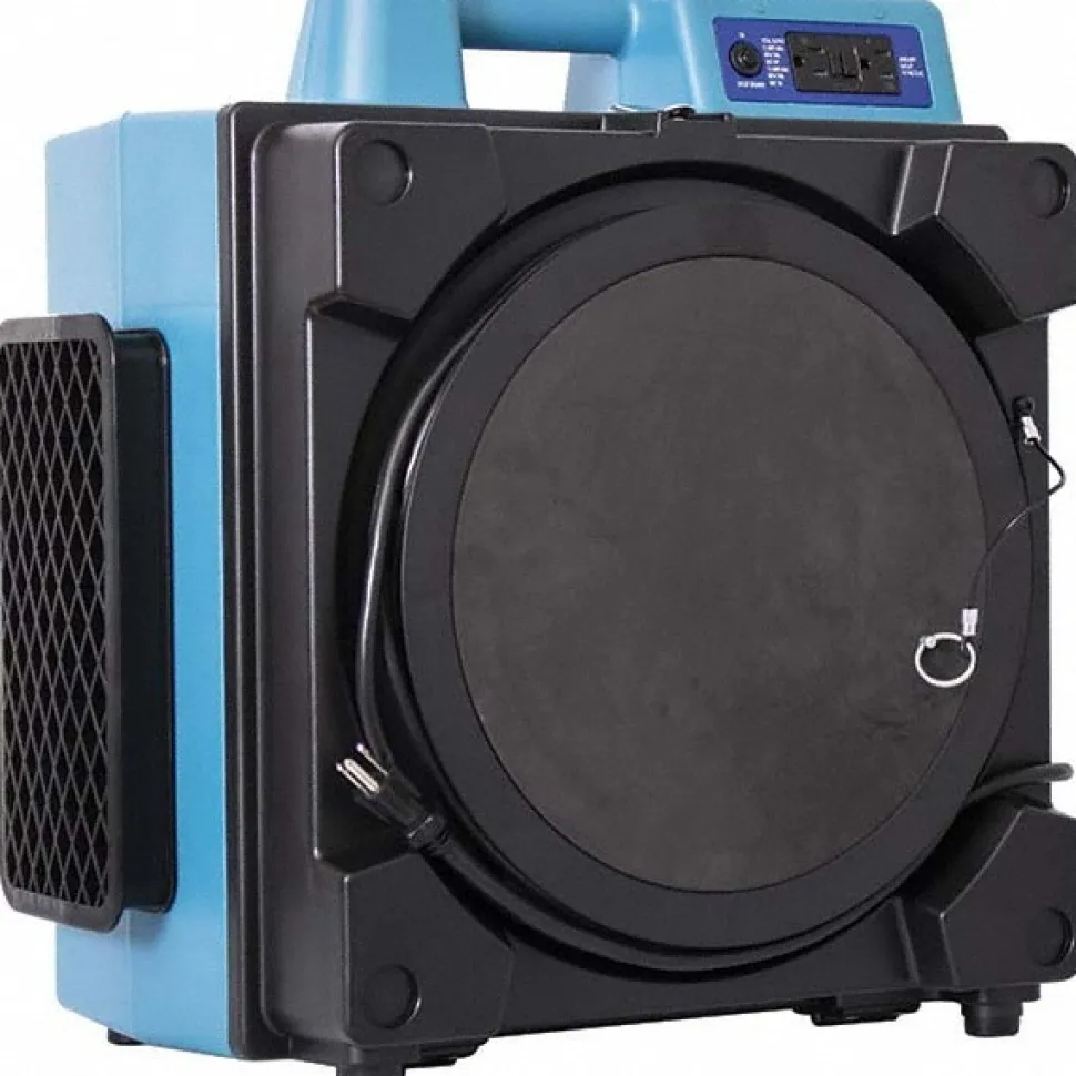 Portable Air CleanerAir Scrubber: 750 CFM, HEPA, NFS16 Nylon Mesh & Pre-Filter, Blue, 21.3000" High, 12.3000" Wide
