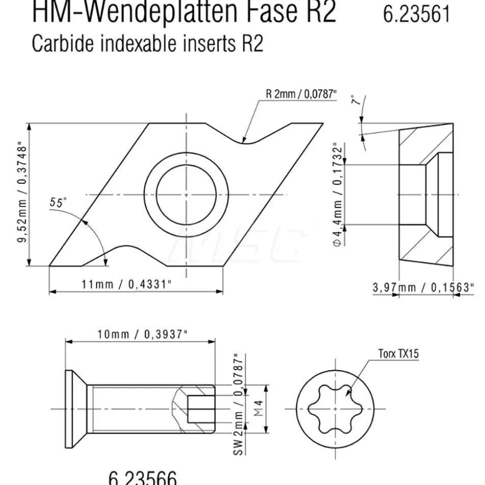 0.402" Power Beveling & Deburring Radius Insert
