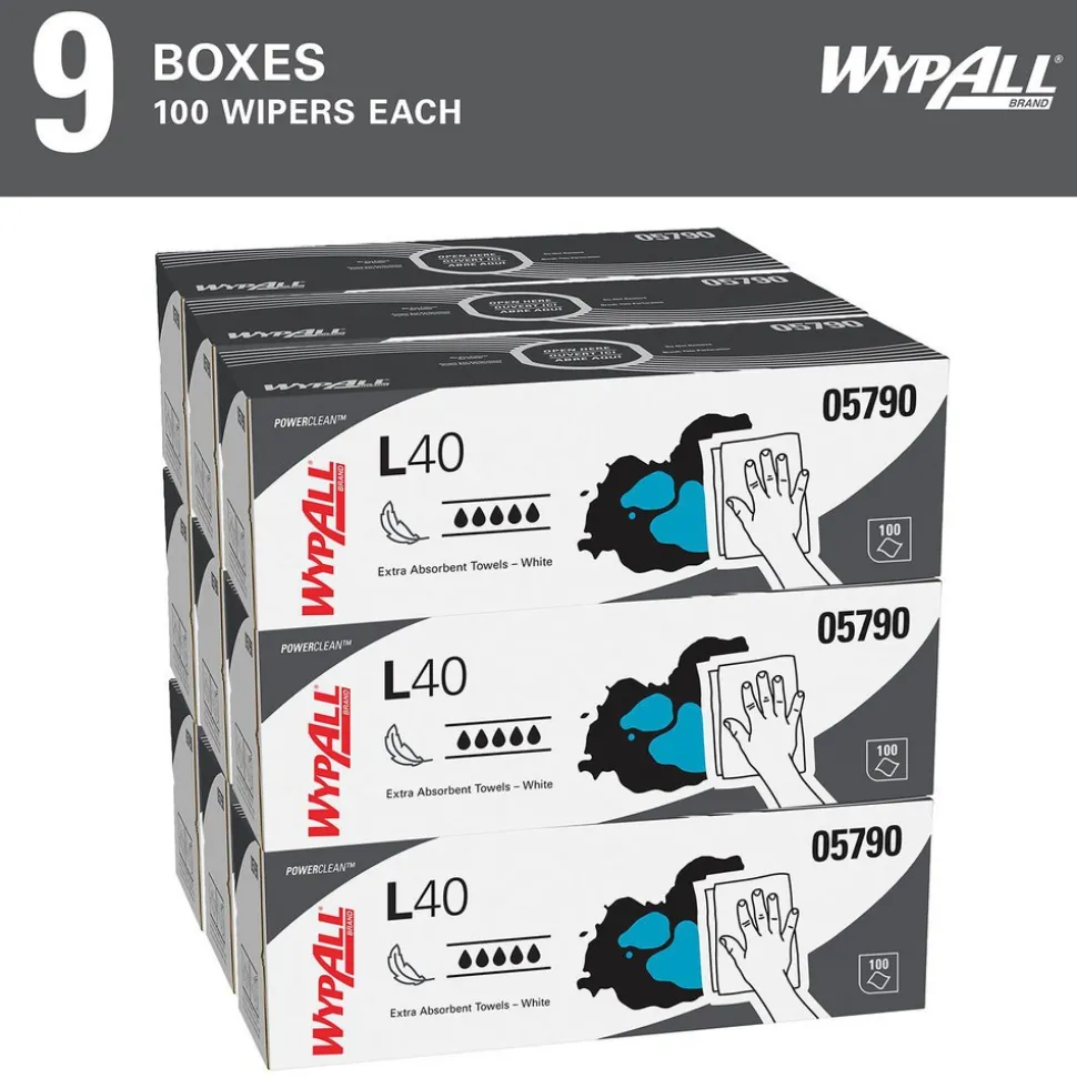 PowerClean™ L40 Extra Absorbent Towels (05790), Pop-Up Box, Limited Use Towels, White
