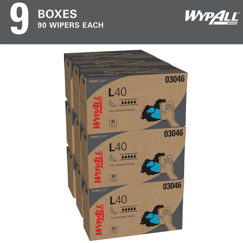 PowerClean™ L40 Extra Absorbent Towels (03046), Pop-Up Box, Limited Use Towels, White