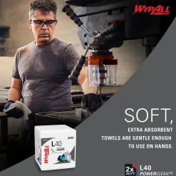 PowerClean™ L40 Extra Absorbent Towels (05701), Quarterfold, Limited Use Towels, White
