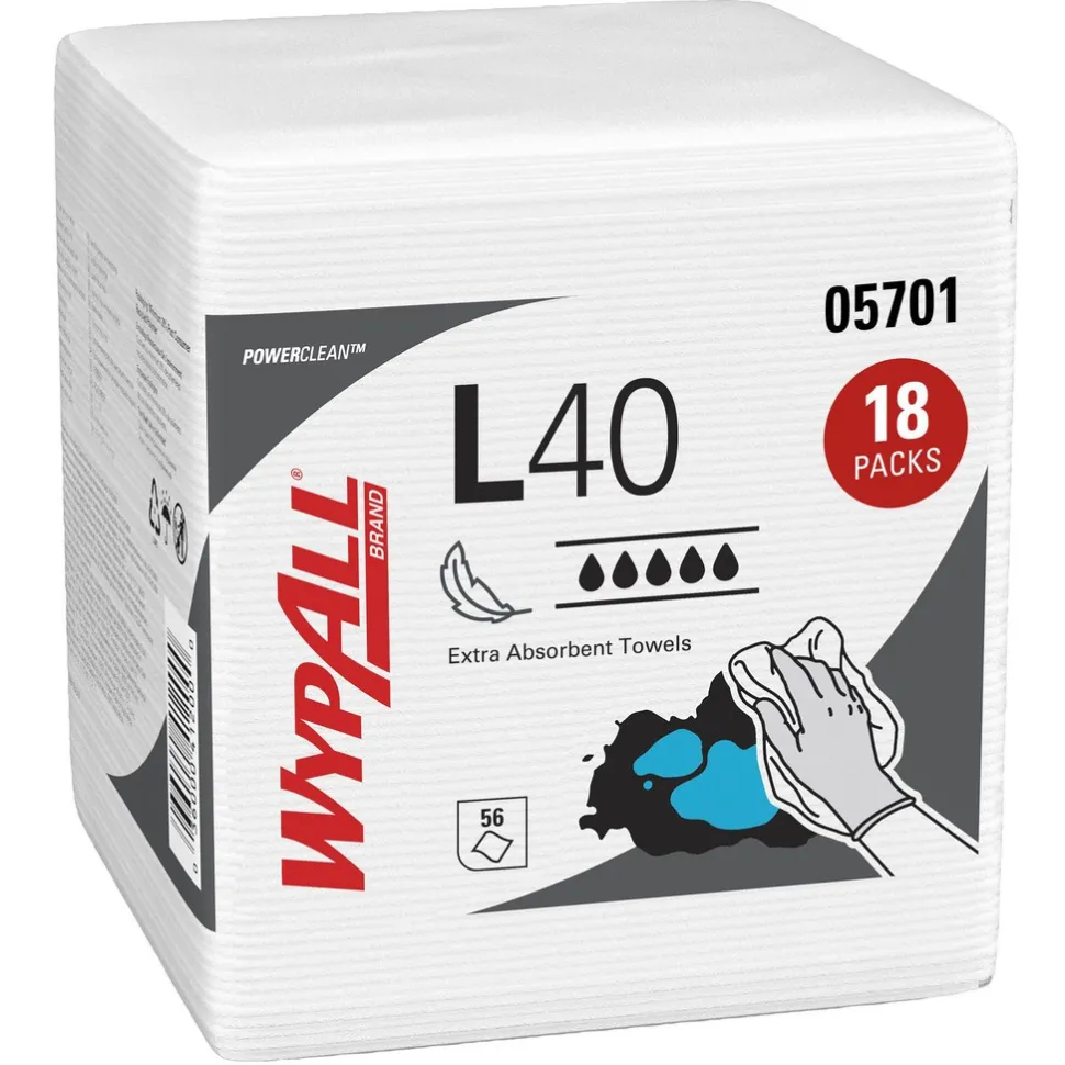 PowerClean™ L40 Extra Absorbent Towels (05701), Quarterfold, Limited Use Towels, White