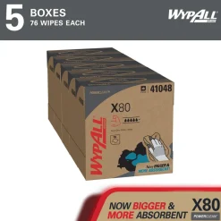 PowerClean™ x80 Heavy Duty Cloths (41048), Pop-Up Box, Extended Use Towels, White
