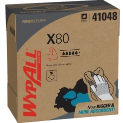 PowerClean™ x80 Heavy Duty Cloths (41048), Pop-Up Box, Extended Use Towels, White