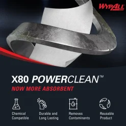 PowerClean™ x80 Heavy Duty Cloths (41048), Pop-Up Box, Extended Use Towels, White