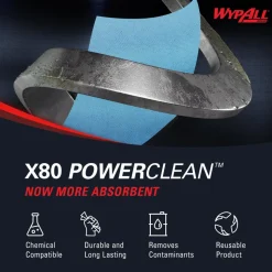 PowerClean™ x80 Heavy Duty Cloths (41043), Jumbo Roll, Extended Use Towels, Blue