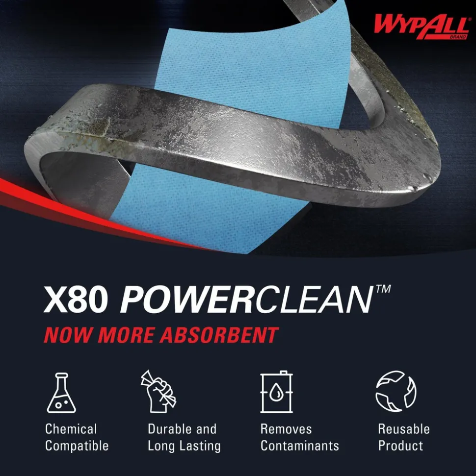 PowerClean™ x80 Heavy Duty Cloths (41041), Brag Box, Extended Use Towels, Blue