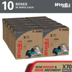 PowerClean™ x70 Medium Duty Cloths (41455), Pop-Up Box Cloths, Long Lasting Towels, White