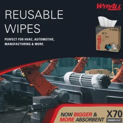 PowerClean™ x70 Medium Duty Cloths (41455), Pop-Up Box Cloths, Long Lasting Towels, White