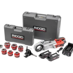 Power Pipe Threaders: Maximum Pipe Capacity: 2 in; For Use With: RIDGID 12R Threading Dies; Voltage: 60.00 V; Includes: 2X 4Ah FXP Batteries, Support Arm, FXP Charger, 760 FXP Power Drive, 1/2"-2" Die Head Set, Case