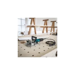 Power Planers & Joiners; Type: Plate Joiner Kit; Depth of Cut (Inch): 3/4; Maximum Width (Inch): 4; Speed (RPM): 11000; Depth Capacity (Inch): 3/4; Voltage: 120 V; Amperage: 5.60 A; Overall Length: 11.875 in; Features: Large Top Grip Handle; Rack-and-Pinion Vertical Fence System