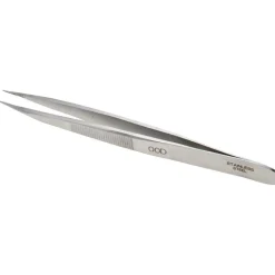 Precision Tweezer: OOD-SS, Stainless Steel, Very Strong with Serrated Body & Heavy Tip, 4-3/4" OAL
