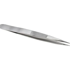 Precision Tweezer: OOD-SS, Stainless Steel, Very Strong with Serrated Body & Heavy Tip, 4-3/4