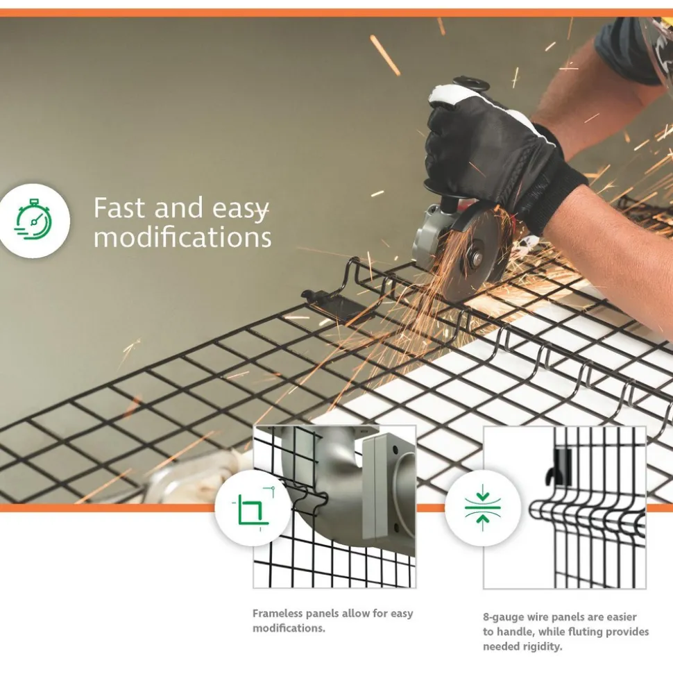 Prefab Structure Partitions: Overall Height: 48 in; Width (Inch): 70; Overall Depth: 1.5 in; Construction: Welded