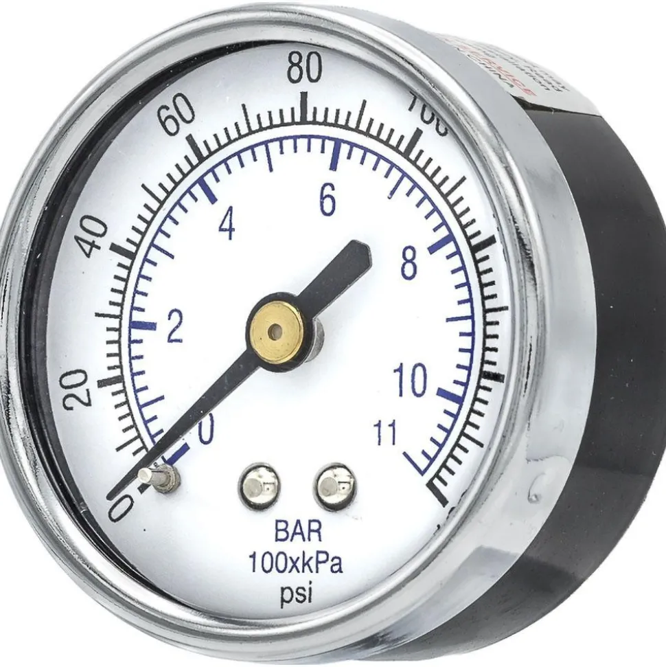 Pressure Gauge: 2" Dial Dia, 0 to 160 psi, 1/4" MNPT, Center Back Mount