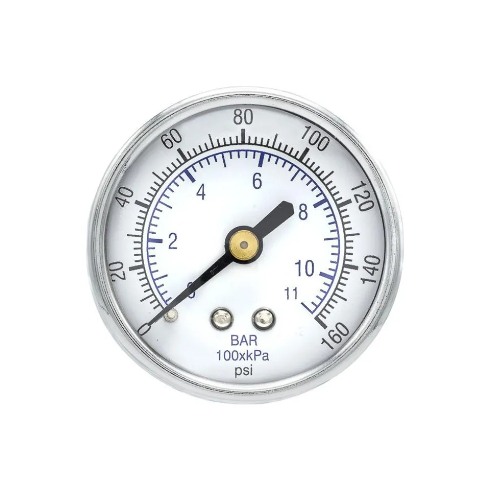 Pressure Gauge: 2" Dial Dia, 0 to 160 psi, 1/4" MNPT, Center Back Mount