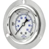 Pressure Gauge: 2-1/2" Dial Dia, 0 to 1,000 psi, 1/4" MNPT, Front Flange Panel & Center Back Mount