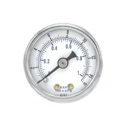 Pressure Gauge: 1-1/2" Dial Dia, 0 to 15 psi, 1/8" NPT, Center Back Mount