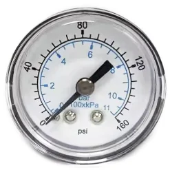 Pressure Gauge: 1-1/2" Dial, 160 psi, 1/8" Thread, NPT, Center Back Mount