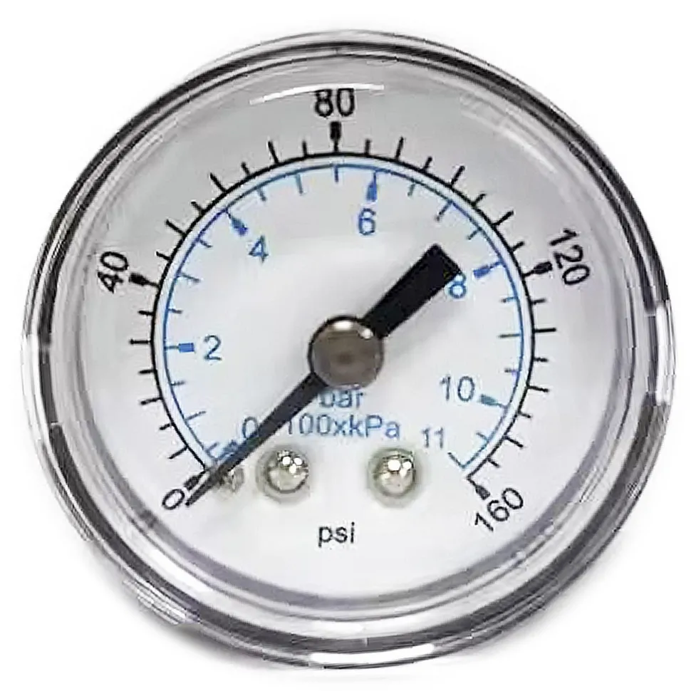 Pressure Gauge: 1-1/2" Dial, 160 psi, 1/8" Thread, NPT, Center Back Mount