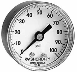 Pressure Gauge: 1-1/2" Dial, 160 psi, 1/8" Thread, NPT, Center Back Mount