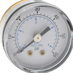 Pressure Gauge: 1-1/2" Dial, 60 psi, 1/8" Thread, NPT, Center Back Mount