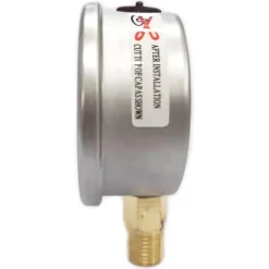 Pressure Gauge: 2-1/2" Dial, 100 psi, 1/4" Thread, NPT, Lower Mount
