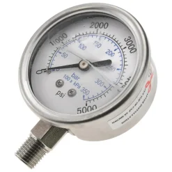 Pressure Gauge: 2-1/2" Dial, 5,000 psi, 1/4" Thread, NPT, Lower Mount