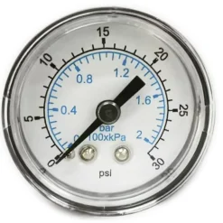 Pressure Gauge: 1-1/2" Dial, 30 psi, 1/8" Thread, NPT, Center Back Mount