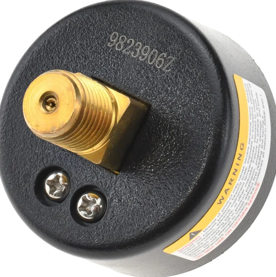 Pressure Gauge: 2" Dial, 60 psi, 1/4" Thread, NPT, Center Back Mount