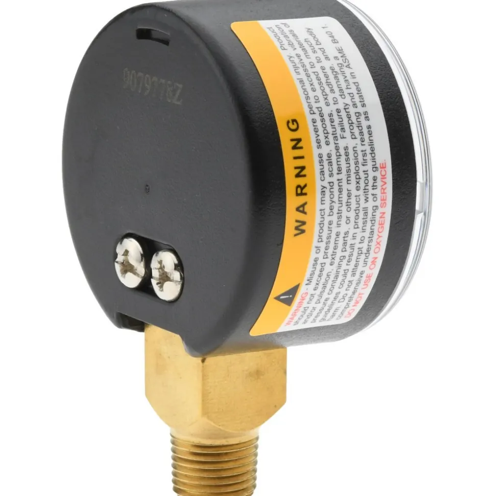 Pressure Gauge: 1-1/2" Dial, 100 psi, 1/8" Thread, NPT, Lower Mount