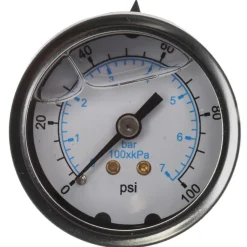 Pressure Gauge: 2" Dial, 100 psi, 1/4" Thread, NPT, Center Back Mount
