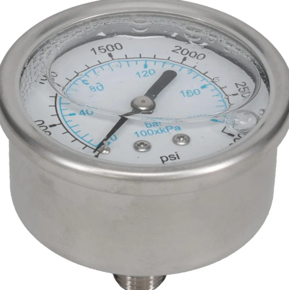 Pressure Gauge: 2-1/2" Dial, 3,000 psi, 1/4" Thread, NPT, Center Back Mount