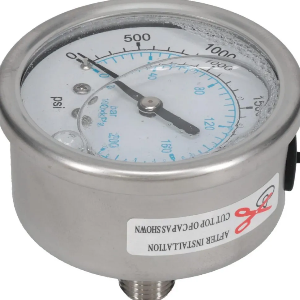 Pressure Gauge: 2-1/2" Dial, 3,000 psi, 1/4" Thread, NPT, Center Back Mount