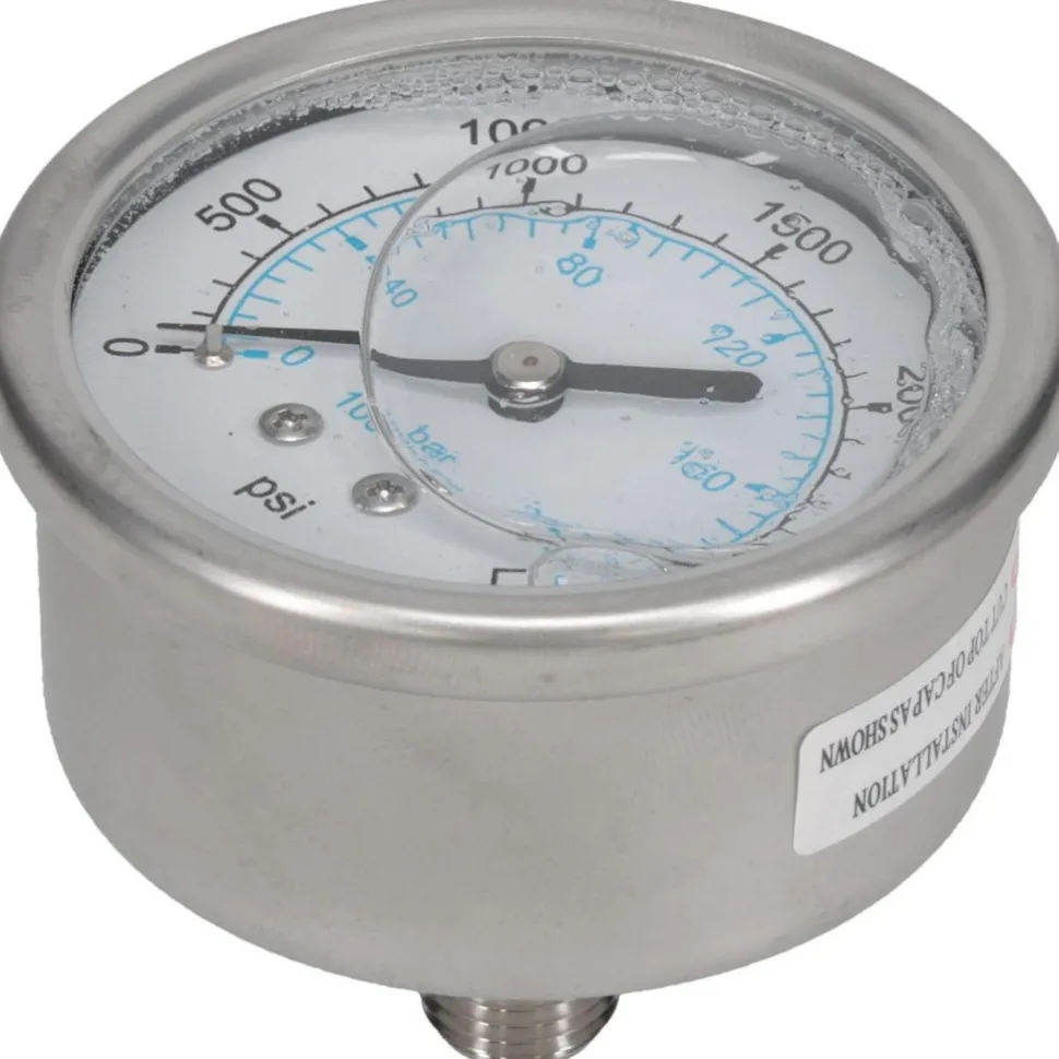 Pressure Gauge: 2-1/2" Dial, 3,000 psi, 1/4" Thread, NPT, Center Back Mount