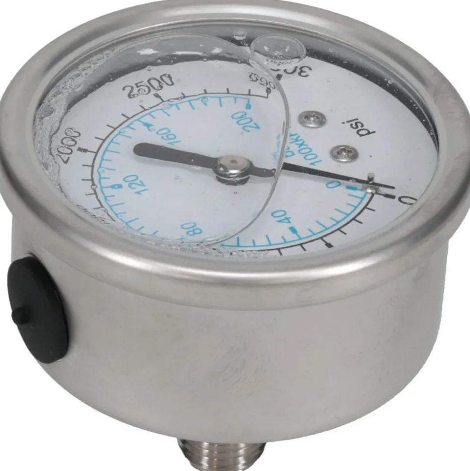 Pressure Gauge: 2-1/2" Dial, 3,000 psi, 1/4" Thread, NPT, Center Back Mount
