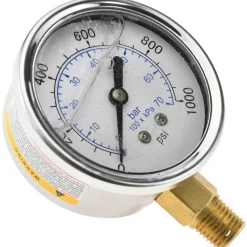 Pressure Gauge: 2-1/2" Dial, 1,000 psi, 1/4" Thread, NPT, Lower Mount