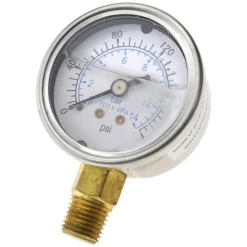 Pressure Gauge: 2" Dial, 200 psi, 1/4" Thread, NPT, Lower Mount