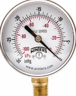 Pressure Gauge: 2-1/2" Dial, 1/4" Thread, NPT, Lower Mount