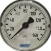 Pressure Gauge: 2" Dial, 1/4" Thread, NPT, Center Back Mount