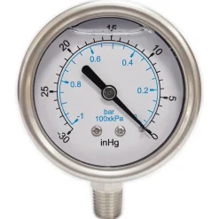Pressure Gauge: 2-1/2" Dial, 1/4" Thread, NPT, Lower Mount